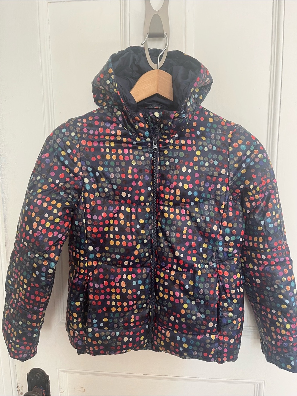 Kids Multicolor Dot Puffer Jacket
